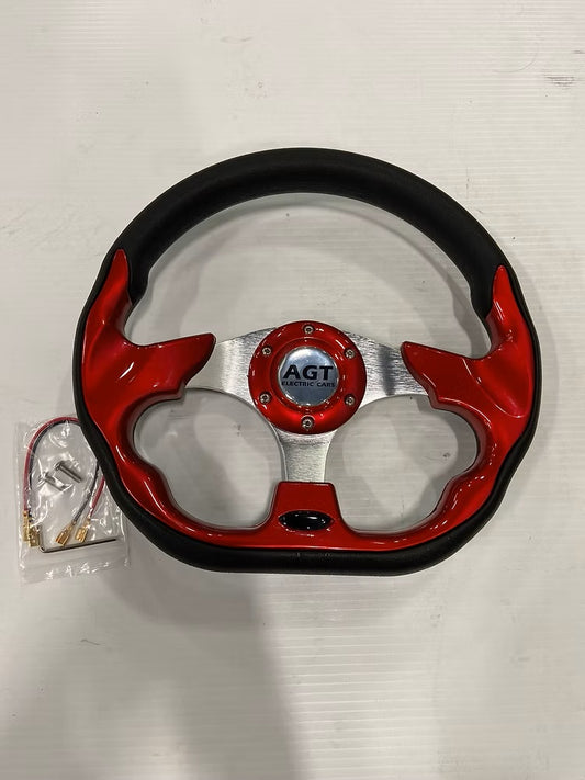 Racing Steering Wheel with Adapter - Blue, Red, Silver